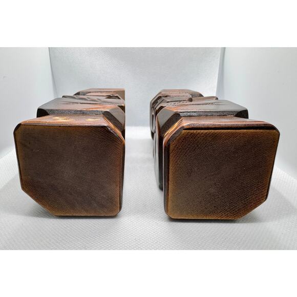 1970s Vintage Japanese Ainu Hand-Carved Wooden Statues (Set of 2) - Picture 8 of 12